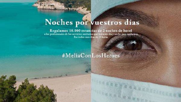 Meliá Hotels International obsequiará con 10,000 estancias de 2 noches de hotel a los profesionales sanitarios que luchan contra el COVID-19