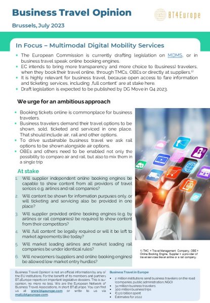 Business Travel Opinion – Focus on MDMS